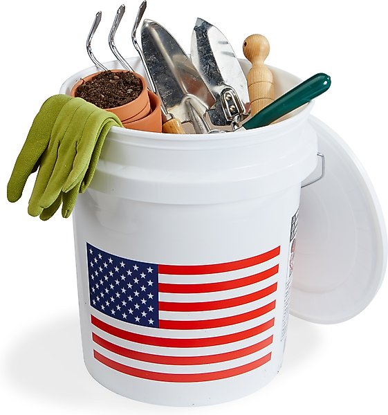 Show full view: United Solutions USA Flag Heavy Duty Plastic Bucket, White, 5-gal, 2 count slide 4 of 8
