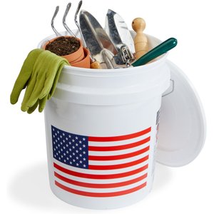 United Solutions USA Flag Heavy Duty Plastic Bucket, White, 5-gal, 2 count
