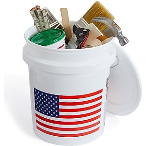 United Solutions USA Flag Heavy Duty Plastic Bucket, White, 5-gal, 2 count