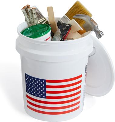 Show full view: United Solutions USA Flag Heavy Duty Plastic Bucket, White, 5-gal, 2 count slide 3 of 8