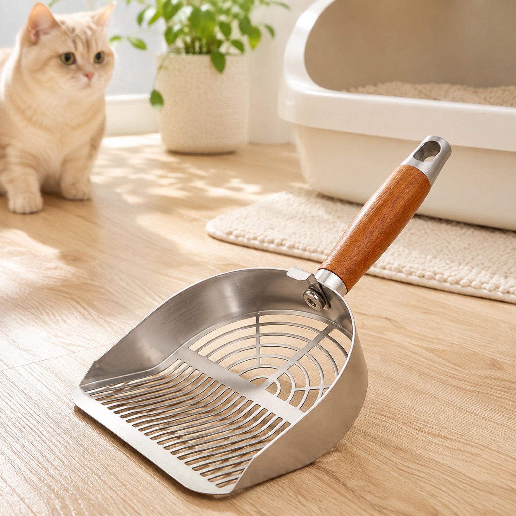 Uno Purr Dual Width Holes Stainless Steel Cat Litter Scoop