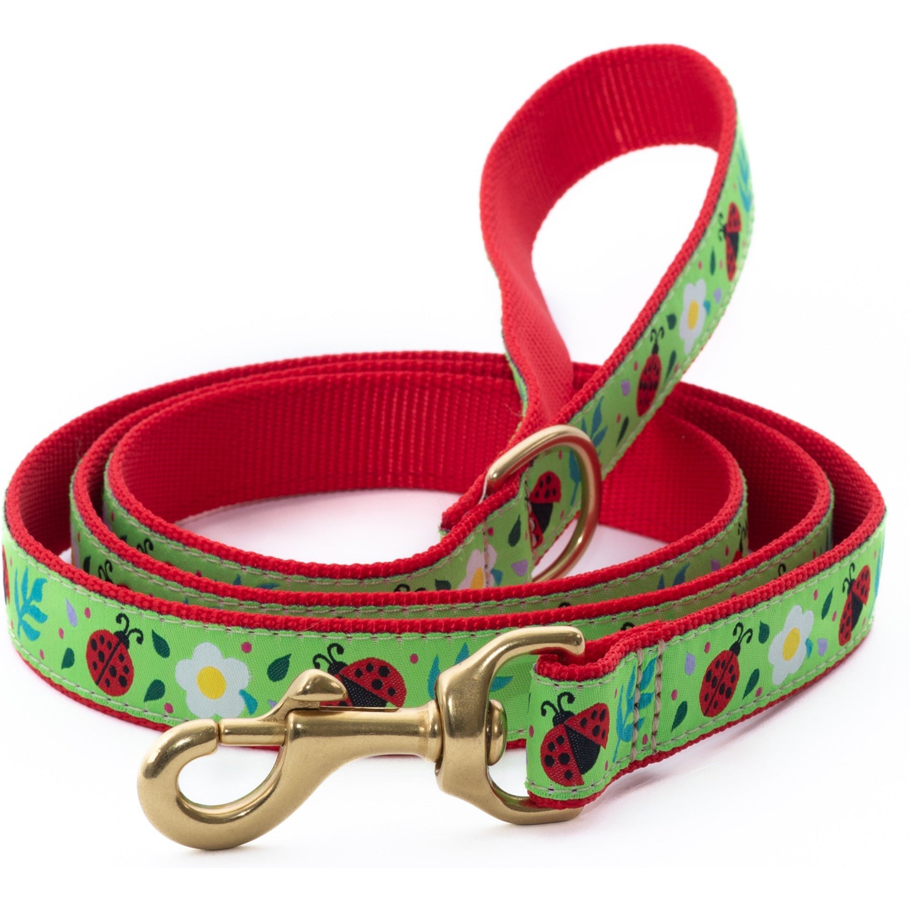 Up Country Ladybugs Dog Lead with D-Ring, Wide: 5-ft long, 1-in wide