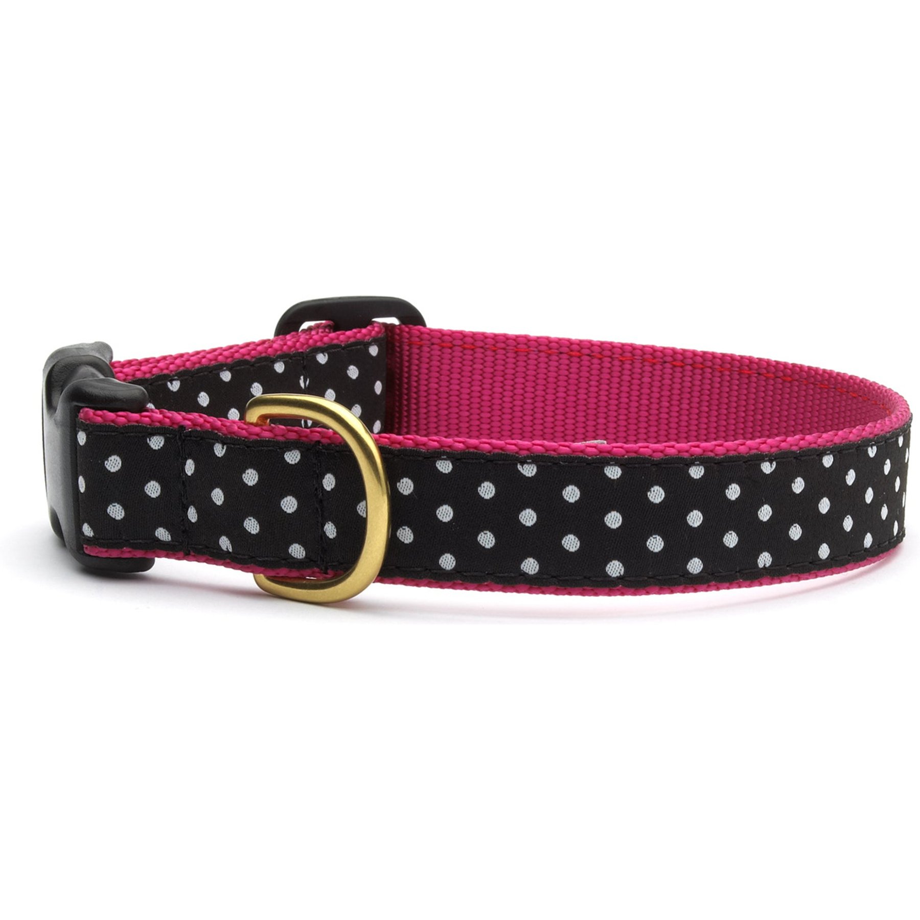 Up Country Wide White/Black & White Dot Dog Collar, X-Small: 6 to 12-in neck, 5/8-in wide