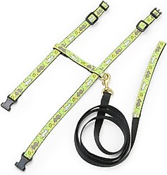 Up Country Say Cheese Cat Harness Set, Green & Black