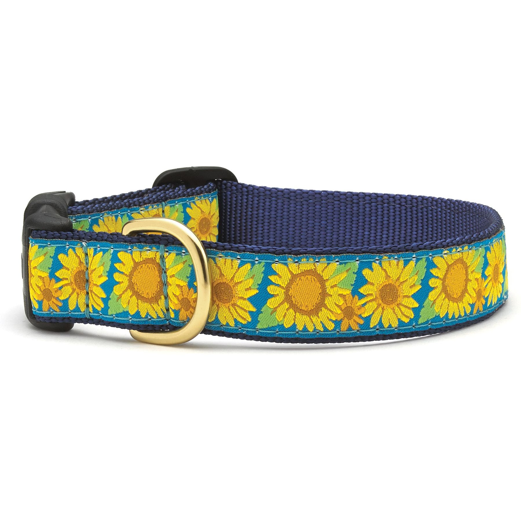 Up Country Sunflower Dog Collar, Blue & Yellow, Large