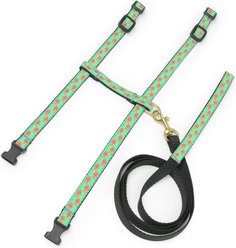 Up Country Tropical Fish Cat Harnes Set, Teal & Black
