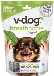 V-Dog Breathbones Mini Rawhide-Free Dental Dog Treats, 10 count