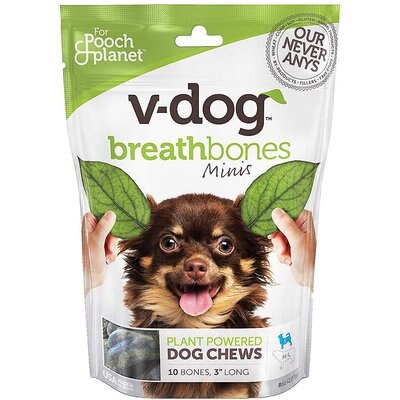 V-Dog V-Dog Breathbones Mini Rawhide-Free Dental Dog Treats, 10 count