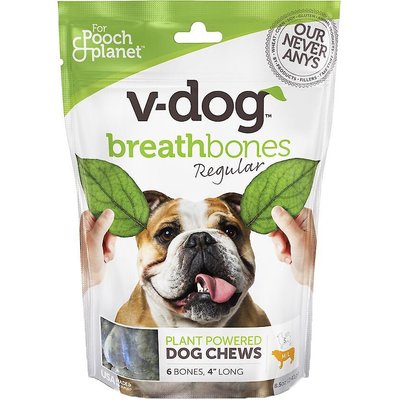 V-Dog V-Dog Breathbones Rawhide-Free Regular Dental Dog Treats, 6 count