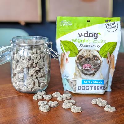 Show full view: V-Dog Wiggle Biscuit Grain-Free Blueberry Dog Treats, 10-oz bag slide 5 of 7