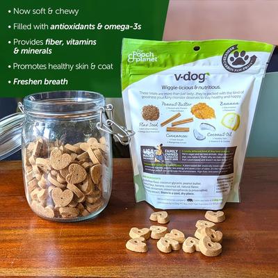 Show full view: V-Dog Wiggle Biscuit Grain-Free Peanut Butter Dog Treats, 10-oz bag slide 5 of 7