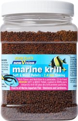 V2O Aquarium Foods Marine Krill+ Small & Medium Pellets Fish Food, 2.4-mm, 1-lb