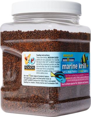 Show full view: V2O Aquarium Foods Marine Krill+ Small & Medium Pellets Fish Food, 2.4-mm, 1-lb slide 3 of 4