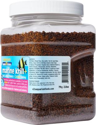 Show full view: V2O Aquarium Foods Marine Krill+ Small & Medium Pellets Fish Food, 2.4-mm, 1-lb slide 2 of 4