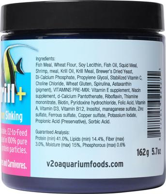 Show full view: V2O Aquarium Foods Marine Krill+ Small & Medium Pellets Fish Food, 2.4-mm, 5.7-oz slide 2 of 3