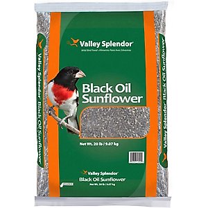 Valley Splendor Black Oil Sunflower Seeds Wild Bird Food, 20-lb bag