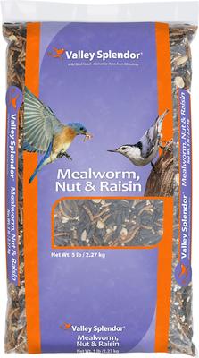 Show full view: Valley Splendor Mealworm Raisin & Nut Seeds Wild Bird Food, 5-lb bag slide 1 of 2