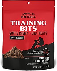 Variety Pack - American Journey Beef Recipe Grain-Free Soft & Chewy Training Bits Dog Treats, Salmon & Chicken Flavors slide 2 of 9
