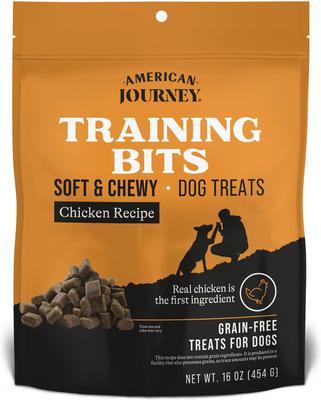 Show full view: Variety Pack - American Journey Beef Recipe Grain-Free Soft & Chewy Training Bits Dog Treats, Salmon & Chicken Flavors slide 8 of 9