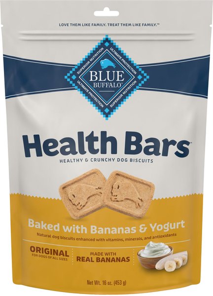 Show full view: Variety Pack - Blue Buffalo Health Bars Baked with Banana & Yogurt Dog Treats, Pumpkin & Cinnamon & Apples & Yogurt Flavors slide 2 of 10