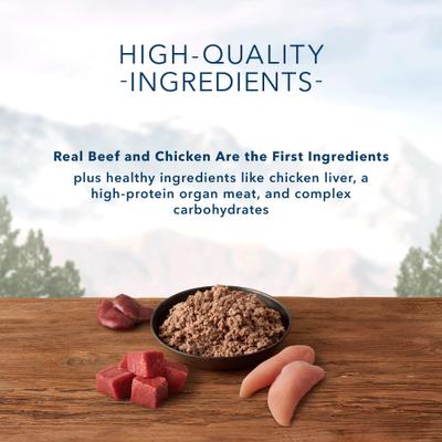 Show full view: Variety Pack - Blue Buffalo Wilderness Beef & Chicken Grill Grain-Free Canned Dog Food, 12.5-oz, case of 12, Salmon & Chicken & Turkey & Chicken Flavors slide 4 of 10