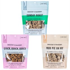 Variety Pack - Bocce's Bakery Sunday Roast Chicken & Pumpkin Recipe Soft & Chewy Dog Treats, Duck & Blueberry & Mud Pie Flavors