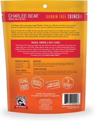 Show full view: Variety Pack - Charlee Bear Natural Bear Crunch Grain-Free Bacon & Blueberry Dog Treats, Chicken, Pumpkin & Apple & Turkey, Sweet Potato & Cranberry Flavors slide 7 of 11