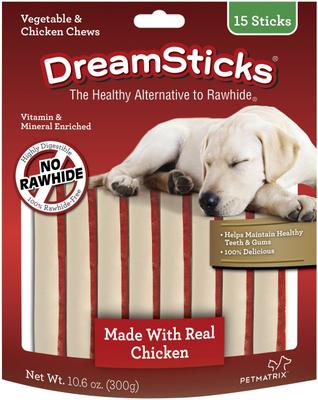 Show full view: Variety Pack - DreamBone DreamSticks Chicken Chews Dog Treats, Beef & Bacon & Cheese Flavors slide 2 of 9