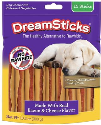 Show full view: Variety Pack - DreamBone DreamSticks Chicken Chews Dog Treats, Beef & Bacon & Cheese Flavors slide 8 of 9