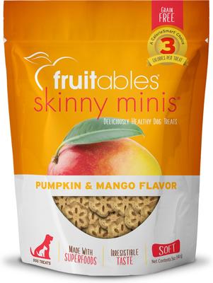 Show full view: Variety Pack - Fruitables Skinny Minis Pumpkin & Mango Flavor Soft & Chewy Dog Treats, Chicken & Apple Bacon Flavors slide 2 of 10