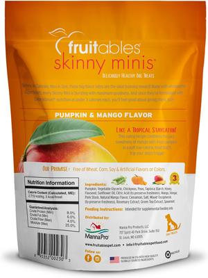 Show full view: Variety Pack - Fruitables Skinny Minis Pumpkin & Mango Flavor Soft & Chewy Dog Treats, Chicken & Apple Bacon Flavors slide 3 of 10