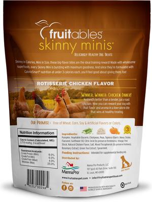 Show full view: Variety Pack - Fruitables Skinny Minis Pumpkin & Mango Flavor Soft & Chewy Dog Treats, Chicken & Apple Bacon Flavors slide 6 of 10