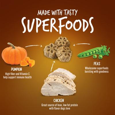 Show full view: Variety Pack - Fruitables Skinny Minis Pumpkin & Mango Flavor Soft & Chewy Dog Treats, Chicken & Apple Bacon Flavors slide 7 of 10