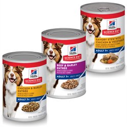 Variety Pack - Hill's Science Diet 7+ Chicken & Barley Entree Canned Dog Food, Beef & Barely & Chicken & Vegetables Flavors