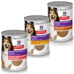 Variety Pack - Hill's Science Diet Sensitive Stomach & Skin Grain-Free Salmon & Vegetable Entree Canned Dog Food, Chicken & Vegetables & Turkey & Rice Stew Flavors