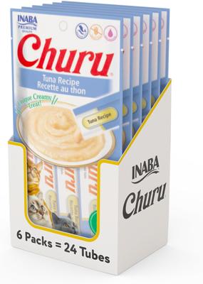 Show full view: Variety Pack - Inaba Churu Grain-Free Chicken Puree Lickable Cat Treat, Tuna & Salmon Flavors slide 5 of 9