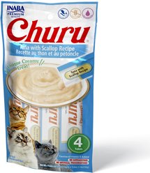 Variety Pack - Inaba Churu Grain-Free Tuna with Scallop Puree Lickable Cat Treat, 0.5-oz tube, pack of 4, Tuna with Scallop & Tuna with Chicken Flavors slide 2 of 9