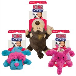 Variety Pack - KONG Cozie Elmer the Elephant Dog Toy, Spunky the Monkey & King the Purple Haired Lion