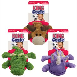 Variety Pack - KONG Cozie Marvin the Moose Plush Dog Toy, Ali the Alligator & Rosie the Rhino