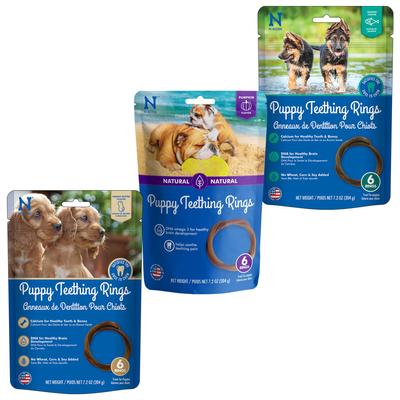 Show full view: Variety Pack - N-Bone Puppy Teething Ring Pumpkin Flavor Dog Treats, 6 count, Peanut Butter & Salmon Flavors slide 1 of 10