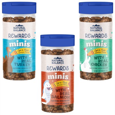 Natural Balance Variety Pack - Natural Balance Limited Ingredient Diets Mini Rewards Chicken Formula Dog Treats, Salmon & Turkey Flavors