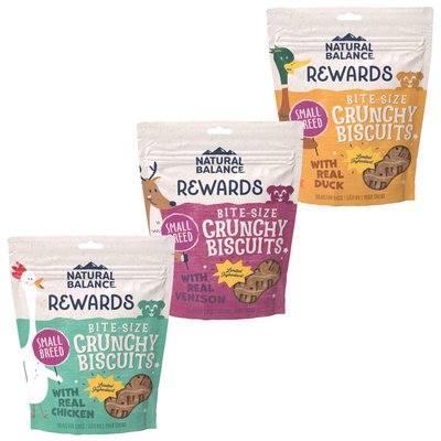 Natural Balance Variety Pack - Natural Balance Rewards Crunchy Biscuits with Real Chicken Dog Treats, Duck & Venison Flavors