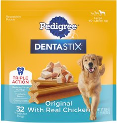 Variety Pack - Pedigree Dentastix Large Original Dog Treats, 32 count, Bacon & Chicken Flavors slide 2 of 9