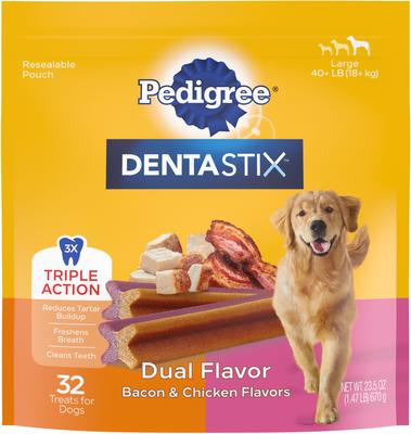 Show full view: Variety Pack - Pedigree Dentastix Large Original Dog Treats, 32 count, Bacon & Chicken Flavors slide 8 of 10