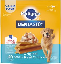 Variety Pack - Pedigree Dentastix Large Original Dog Treats, 40 count, Beef & Bacon Flavors slide 2 of 9