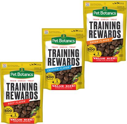 Show full view: Variety Pack - Pet Botanics Training Reward Bacon Flavor Dog Treats, 20-oz bag, Beef & Chicken Flavors slide 1 of 10
