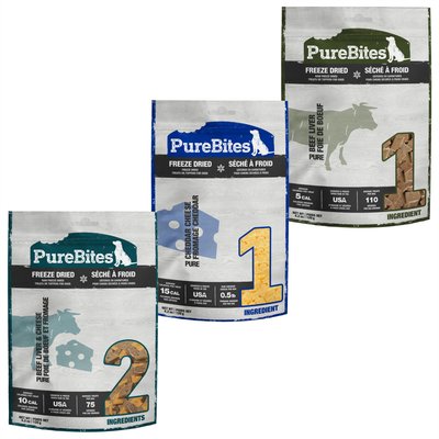 PureBites Variety Pack - PureBites Beef Liver Freeze-Dried Raw Dog Treats, 4.2-oz bag, Cheddar & Beef & Cheese Flavors