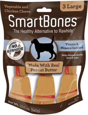 Show full view: Variety Pack - SmartBones Large Peanut Butter Chew Bones Dog Treats, 3 count, Beef & Sweet Potato Flavors slide 2 of 9