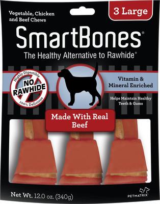 Show full view: Variety Pack - SmartBones Large Peanut Butter Chew Bones Dog Treats, 3 count, Beef & Sweet Potato Flavors slide 5 of 9