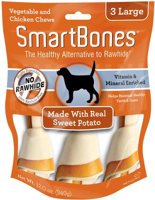 Show full view: Variety Pack - SmartBones Large Peanut Butter Chew Bones Dog Treats, 3 count, Beef & Sweet Potato Flavors slide 8 of 9